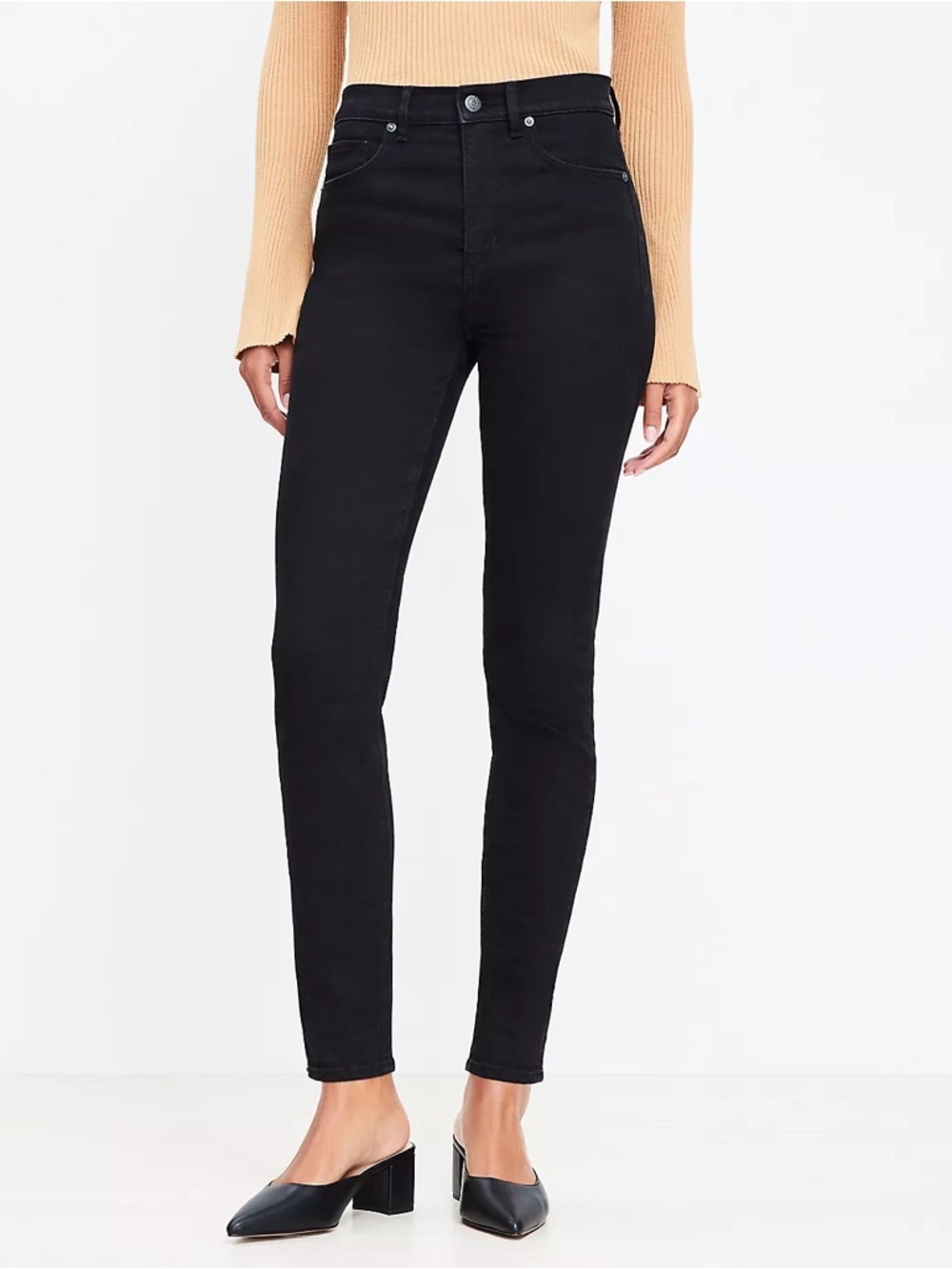 LOFT Black Hi Rise Skinny Jeans Stretch Minimalist Refined Sophisticated Classic
